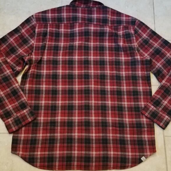 Vans Off the Wall Men Flannel Long Sleeve Button Up Shirt Red Plaid XXL - Picture 3 of 3